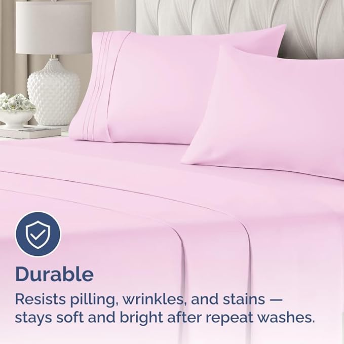 King Standard Pillow Cases Set of 2 - Ultra-Soft Hotel Quality Pillowcase Covers - Comfy, Cozy & Fade Free - Wrinkle Resistant - Machine Washable Pillow Protectors - 2 Piece Set - Light Pink