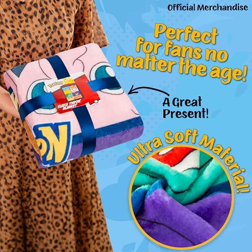 Pokemon Soft Fleece Bed Blanket, Warm Bed Throw 51 x 59 inches for Sofa Bedroom Accessories, Anime Gifts for Kids Teens