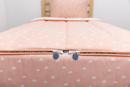Beddy's Rainbow Theme Durable Zipper Bedding for Kids, Bed in a Bag, Peach Sheets & Comforter, Includes Pillowcase & Pillow Sham Easy to Make & Wash