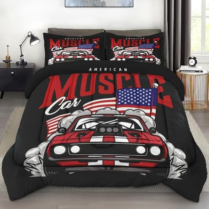 Pamnest Full Comforter Set, 3 Pieces American Flag Bedding, All Season
