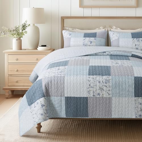 SLPR - Coastal Dream Cotton Quilt Set, Patchwork Bedding, Queen and 2 Shams