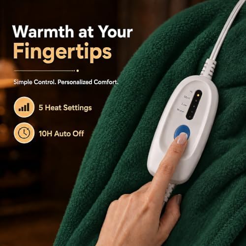 Electric Heated Blanket Full Size 72"x84", Grass Green