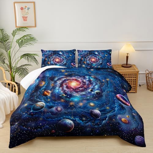 Full Size Galaxy Comforter Set for Kids，Outer Space Themed Full Bedding Sets for Boys，Boys Full Quilt Set Space，Galaxy Bedroom Decor