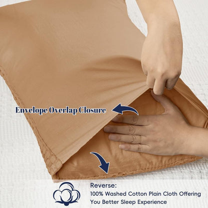 PHF Cotton Waffle Pillow Shams King Size 20" x 36", Clay, No Insert
