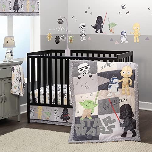 Lambs & Ivy Star Wars Classic 3-Piece Baby Crib Bedding Set - Yoda/Vader
