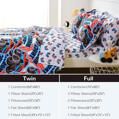 Viviland Kids Twin Bedding Sets, Boys Comforter, Monster Truck