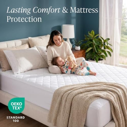 Bare Home Quilted Fitted Mattress Pad (Full XL, White)