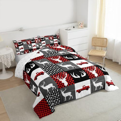 Feelyou Farmhouse Deer Comforter Set Queen Size for Kids Boys Girls