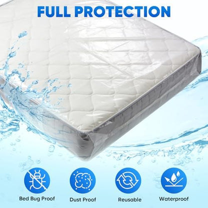 TICONN 1PK Plastic Mattress Bags for Moving, Waterproof Mattress Cover