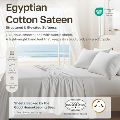 California Design Den 100% Egyptian Cotton Full Sheet Set, 4 Pcs, Navy Blue
