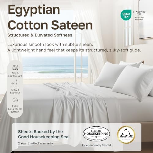 California Design Den 100% Egyptian Cotton King Size Sheets Deep Pocket Set