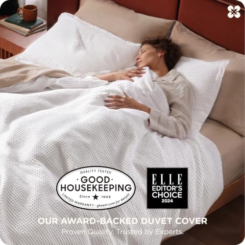 Bedsure PureWoven 3 Pieces 100% Cotton Waffle Weave Duvet Cover Set, King