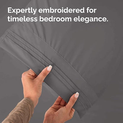 King Pillow Cases Set of 2 - Ultra Soft Hotel Quality Pillowcase Covers - Comfy, Cozy & Wrinkle Free - Shrinkage, Stain & Fade Resistant - Machine Washable Pillow Protectors - 2 Piece Set - Dark Grey