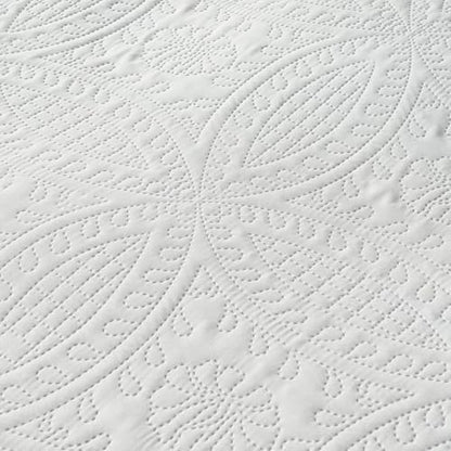 akkialla 118"x106" White California King Quilt Set, Oversized Floor-Length Bedspread, Modern Coin Pattern Microfiber Coverlet, 3-Piece All Season Bedding with 2 Pillow Shams