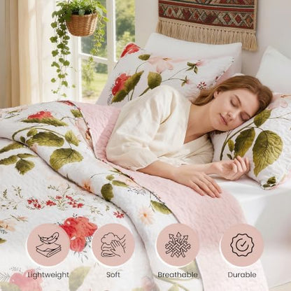 EXQ Home Printed Quilt Set Full Queen Size Monet Graden Bedspread Set