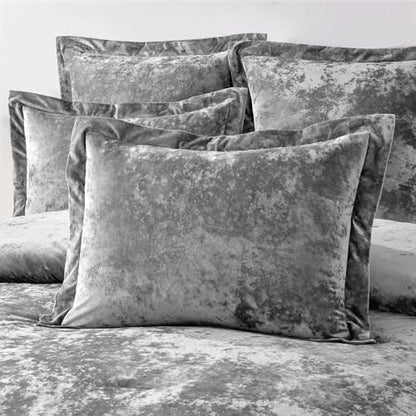Fredsure Distressed Velvet Comforter Set, 5 Pieces Dark Grey King, Distressed Velvet Face and Brushed Microfiber Reverse