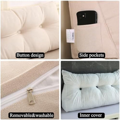 SAMTY Wedge Headboard Pillow Twin for Bed Sitting Up, Linen Back Pillow