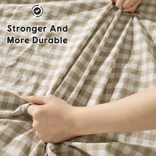 SONORO KATE 100% French Linen Queen Size Sheets Set,Natural Flax Bedding