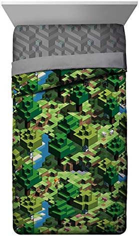 Minecraft Creeper Full Size Comforter Set 7 Piece Kids Bedding, Green