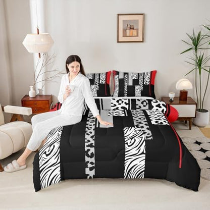 Feelyou Animal Print Ombre Leopard Comforter Set Full Size Kids Boys Girls