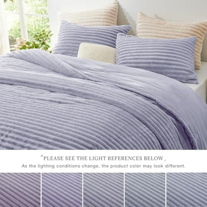 EXQ Home Fluffy Comforter Set King Size,3 Pieces Bed Set,Purple