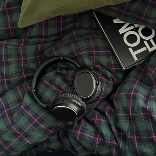 mixinni Vintage Forest Green Buffalo Plaid Duvet Cover Set Twin Size - 3 Piece Mid-Century Washed Cotton Grid Bedding, Retro Breathable Comforter Cover with 2 Matching Pillowcases for All Season