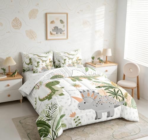 Feelyou Cute Dinosaur 7 Piece Bedding Set Full Size for Kids Teens