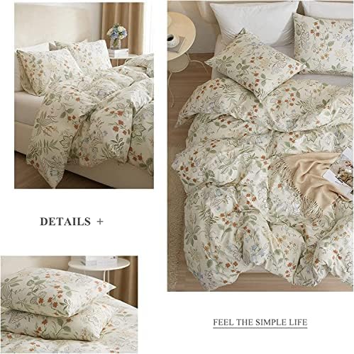 Botanical Floral Comforter Set Twin XL Garden Style Girls Flower Comforter Fluffy Aesthetic Floral Bedding Set Lightweight Cottagecore Comforter with 2 Pillowcases All Season Twin XL Comforter Set