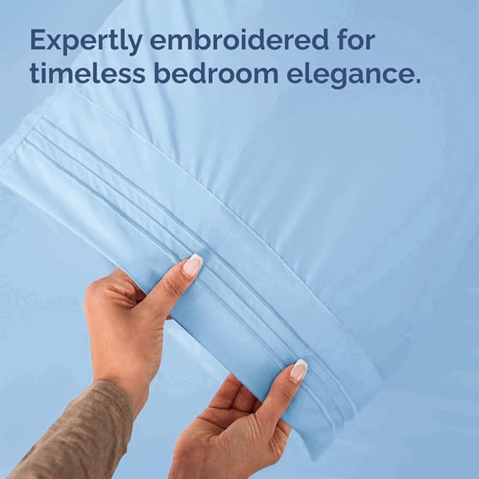 King Pillow Cases Set of 2 - Ultra Soft Hotel Quality Pillowcase Covers - Comfy, Cozy & Wrinkle Free - Shrinkage, Stain & Fade Resistant - Machine Washable Pillow Protectors - 2 Piece Set - Light Blue