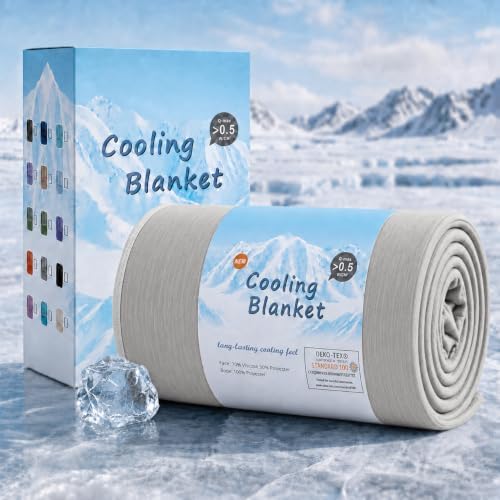 Topcee Cooling Blanket (90"x90"Queen Size) for Night Sweats Absorbs Heat to Keep Adults Cool on Warm Nights, Q-Max 0.5 Cooling Blankets for Hot Sleepers, Ultra-Cool Lightweight Blanket for Bed