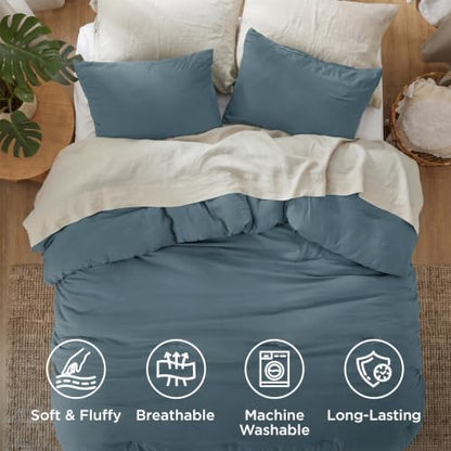 Bedsure California King Comforter Prewashed Soft 3Pcs Slate Blue 104"x96"