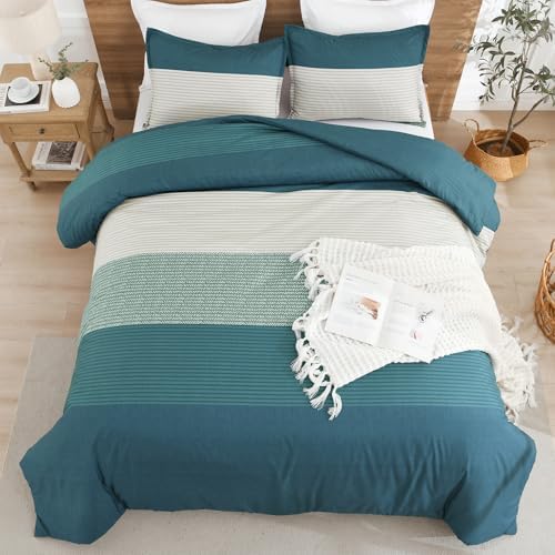 Litanika Full Comforter Set - 3 Pieces Stripe Bedding Comforter Sets