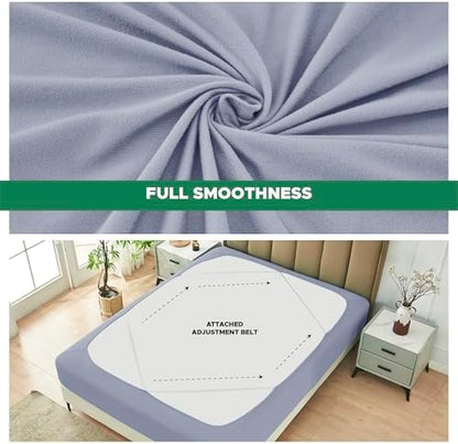 Box Spring Cover Queen Size-Silver Grey Stretch Wrap Around Bed Skirt