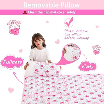 Lasoftan Toddler Nap Mat with Pillow and Blanket, Extra Large Rolled Napping Mats,Slumber Bags for Boys Girls,Kids Sleeping Bag for Daycare, Preschool Travel Camping