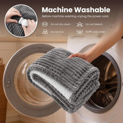 Homemate Electric Heated Heating Blanket Twin Size 62"x84" Flannel Sherpa