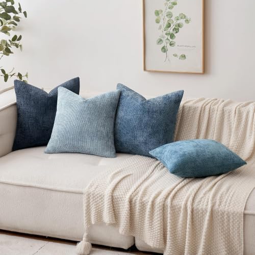 MIULEE Decorative Coastal Blue Euro Sham Pillow Covers 26x26 Inch 2 Pack