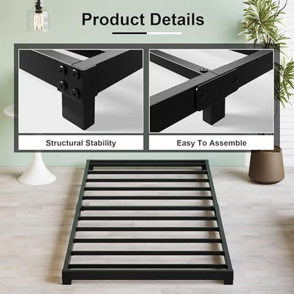 3 Inch Low Profile Twin Bed Frame Heavy Duty Floor Platform