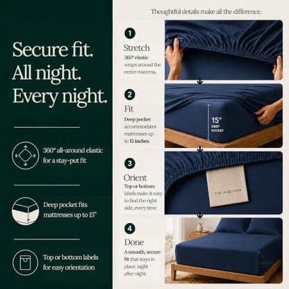 CLOUDSCAPE Millennium Series Egyptian Cotton Sheet Calking Size, Dark Denim