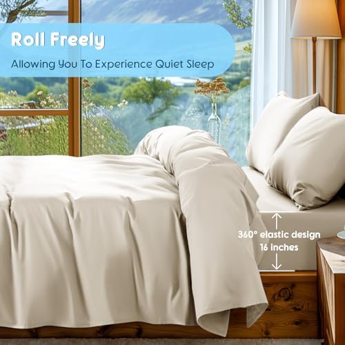 SONORO KATE 1000 Series 100% Egyptian Cotton Queen Sheet Set,4 Pieces