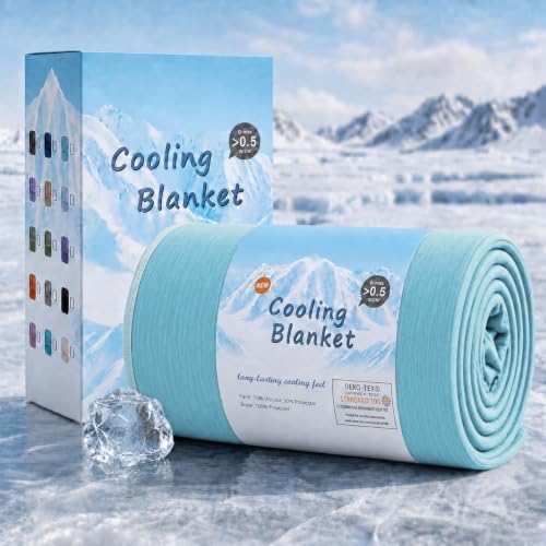 Topcee Cooling Blanket(90"x108"King Size) for Night Sweats Absorbs Heat to Keep Adults Cool on Warm Nights, Q-Max 0.5 Cooling Blankets for Hot Sleepers, Ultra-Cool Lightweight Blanket for Bed