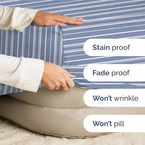 CGK Linens Extra Deep Split King Fitted Sheet Only - Blue Stripes