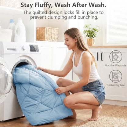 CozyLux Queen Comforter Set 88"x88" Baby Blue - 7 Piece Bed in a Bag