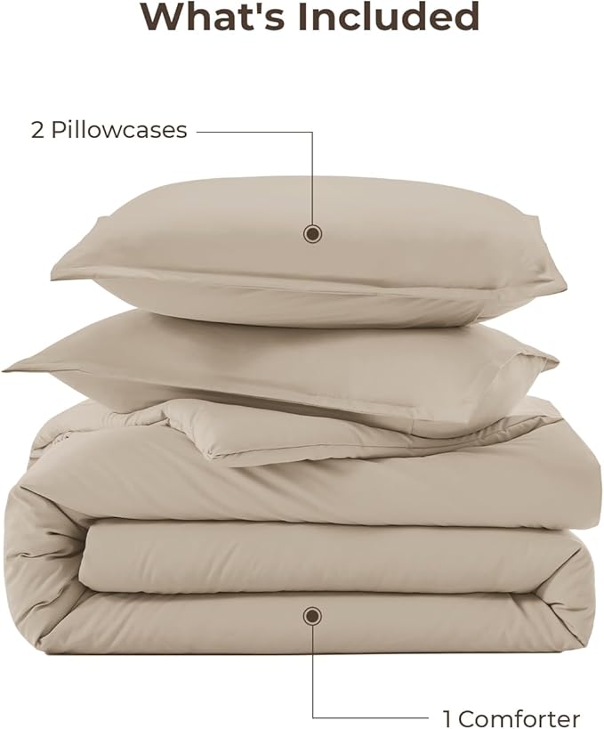 Litanika Comforters Twin XL Size Khaki, 2 Pieces Lightweight Solid Bedding Set & Collections, All Season Fluffy Bed Set (68x92 Inches Comforter & 1 Pillowcase)