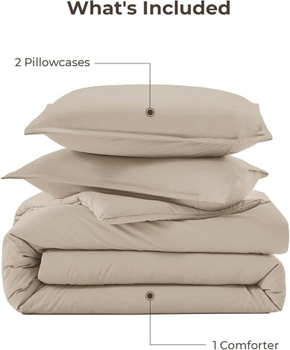 Litanika Comforters Twin XL Size Khaki, 2 Pieces Lightweight Solid Bedding Set & Collections, All Season Fluffy Bed Set (68x92 Inches Comforter & 1 Pillowcase)