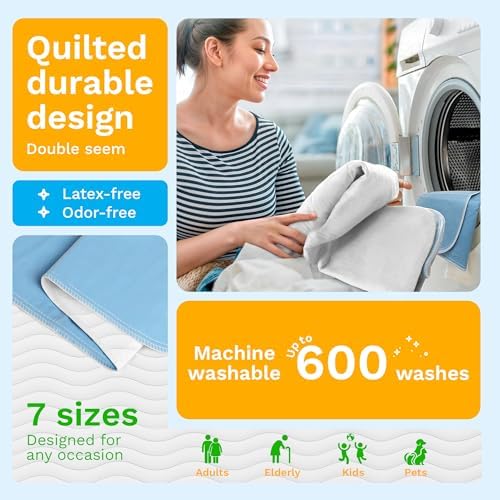 GREEN LIFESTYLE Washable Underpads - Large Bed Pads for use as Incontinence Bed Pads, Reusable Pet Pads, Great for Dogs, Cats, Bunny, Seniors Bed Pad (Pack of 24 - 41x41)