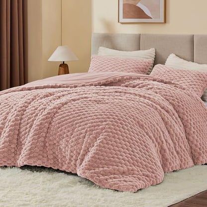 BEDELITE Fluffy Twin/Twin XL Comforter Set, Dusty Pink Bed Set 2 Pieces