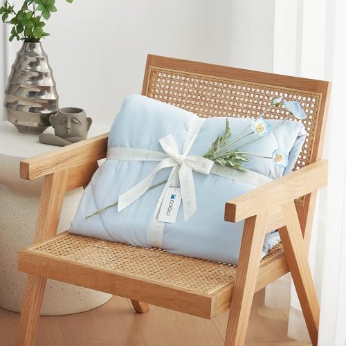 Cozy Bliss Cooling Comforter Twin Size, Cooling Blankets for Hot Sleepers and Night Sweats, Gray Blue Summer Comforter for Twin Size Bed, Breathable Soft Lightweight Silk Smooth