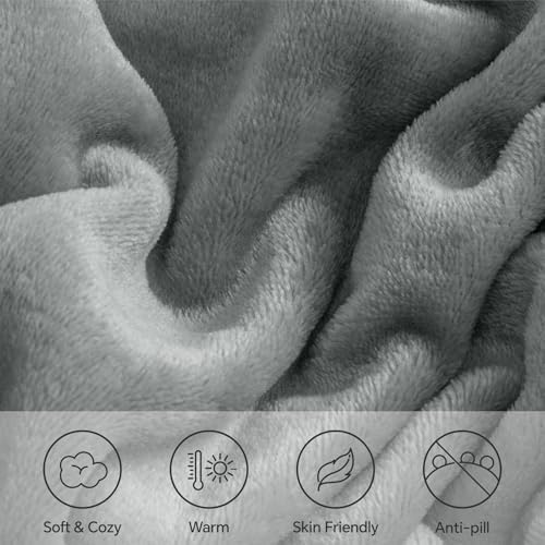 BEDELITE Flannel Sheets King Size, Grey, 4 Pieces