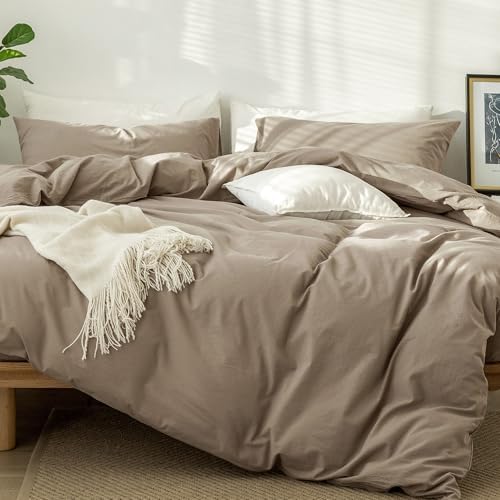 MooMee Duvet Cover Set 100% Washed Cotton Linen Like Super King
