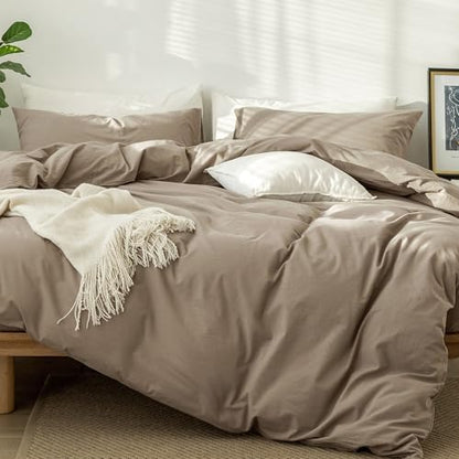 MooMee Duvet Cover Set 100% Washed Cotton Linen Like Super King